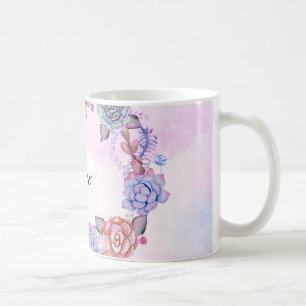Chic Watercolor Succulents Wreath Coffee Mug