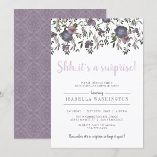 Chic Watercolor Surprise Birthday Party Invitation