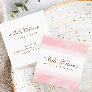 Chic watercolor trendy spa boutique calligraphy square business card