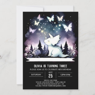 Chic Watercolor Triceratops Birthday Invitation