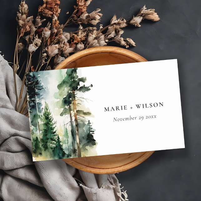Chic Watercolor Woodland Forest Wedding Website Enclosure Card (Creator Uploaded)