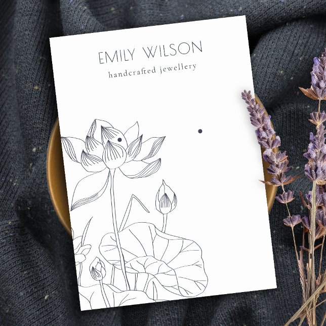 Chic Waterlily Floral Sketch Stud Earring Display Business Card (Creator Uploaded)