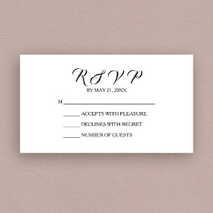 Chic Wedding Black White RSVP Card