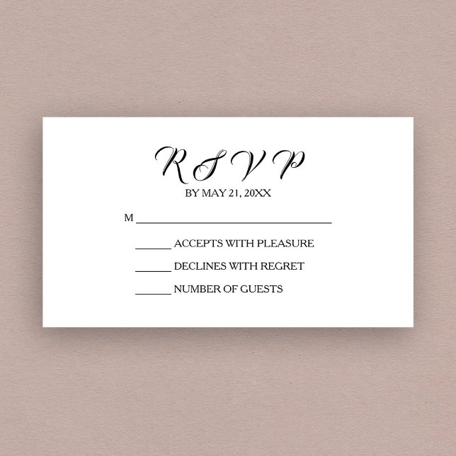 Chic Wedding Black White RSVP Card (Creator Uploaded)