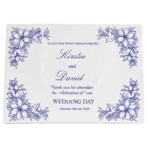 Chic Wedding Day Ornate Frame and Flowers Large Gift Bag