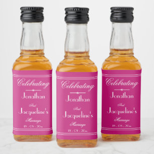 Chic Wedding Favours Viva Magenta Script Cute Mini Liquor Bottle Label