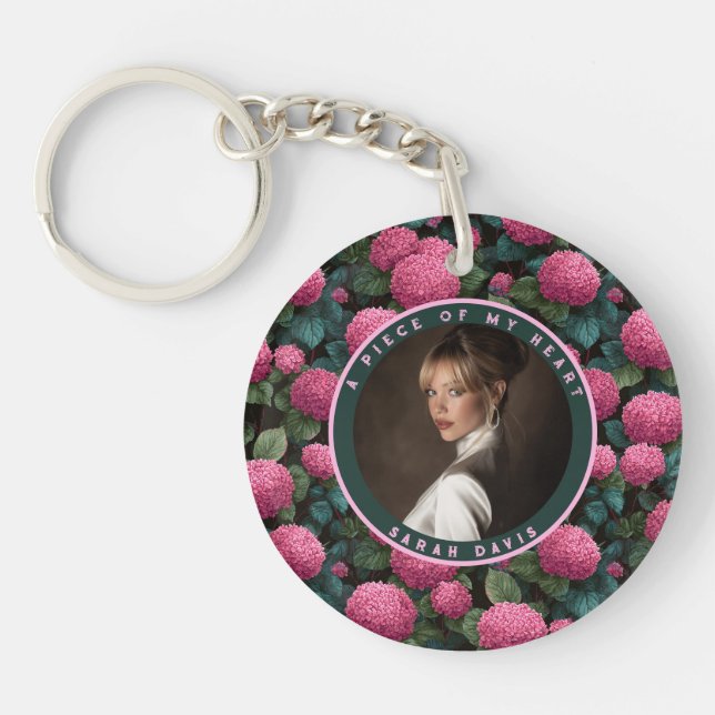 Chic Wedding Gift Ideas Hydrangeans Key Ring (Front)