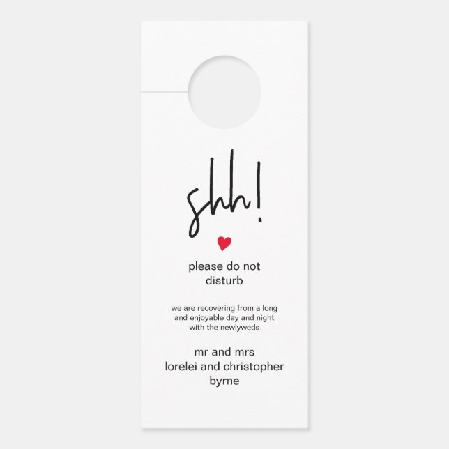 Chic Wedding Guest Shh And Welcome Message Door Hanger (Front)