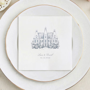 Chic Wedding Napkins   Chateau Venue Sketch