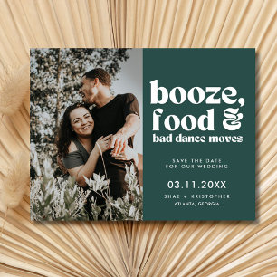 Chic Wedding Photo Green Save the Date Announcement Postcard