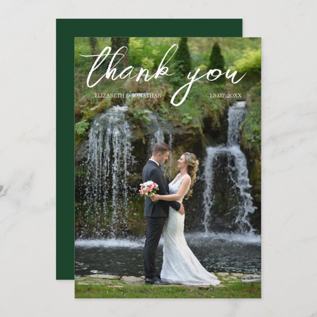 Chic Wedding Photo Thank You Card (Front/Back)