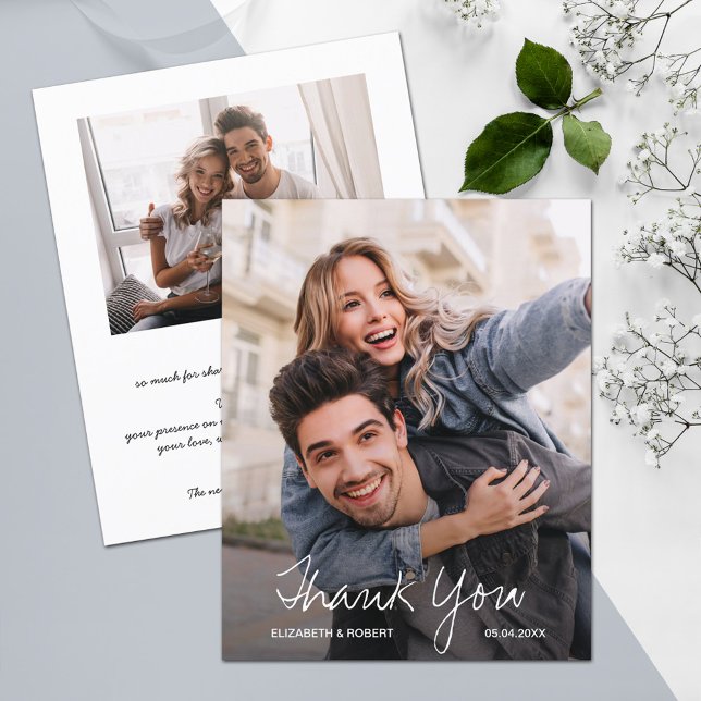 Chic Wedding Photo Thank You  Flyer (Thank yous printed on affordable THIN 80 lb flyer paper, heavier papers available in our collection.)