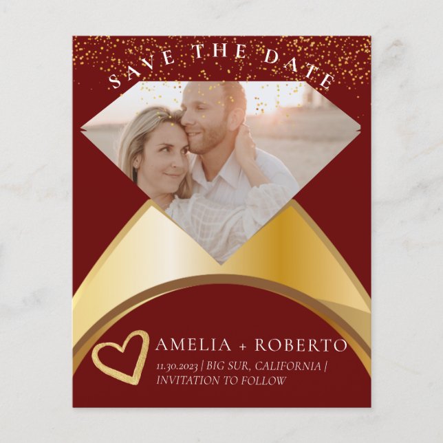 Chic Wedding Ring Save The Date Photo Card Flyer (Front)