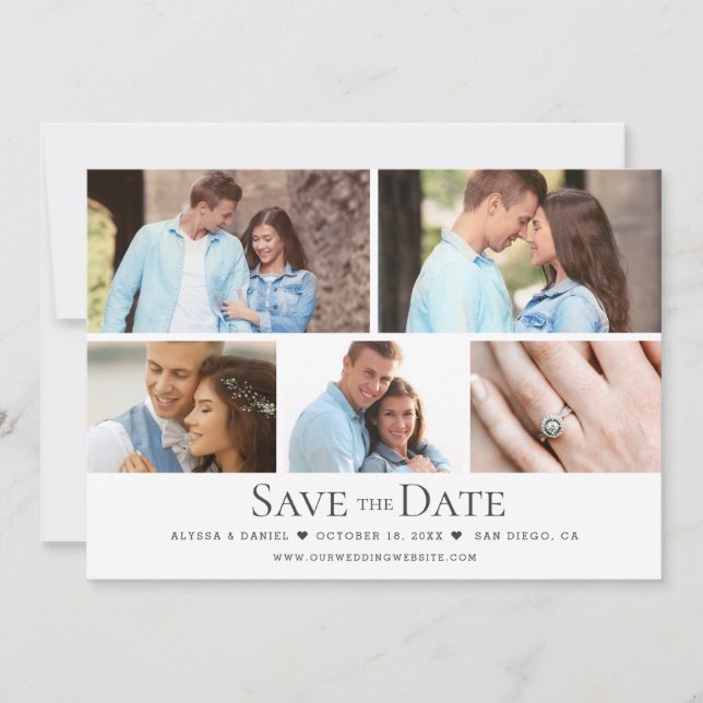 Chic Wedding Save the date Custom Photo Grid  Invitation (Front)
