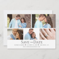 Chic Wedding Save the date Custom Photo Grid