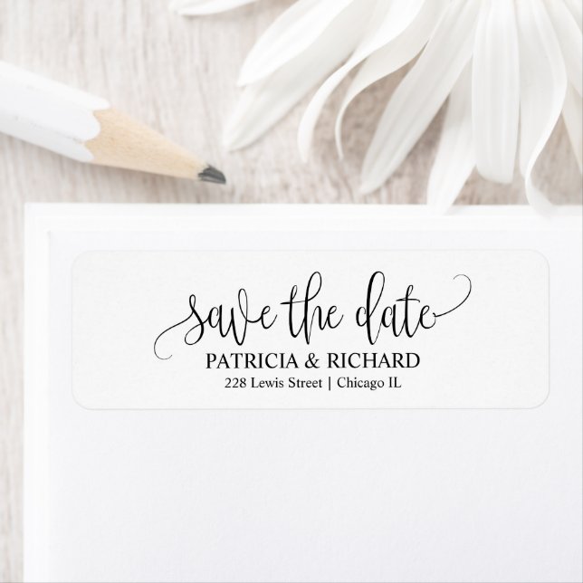 Chic Wedding Save The Date Return Address Label (Insitu)