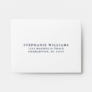 Chic Wedding Simple Elegant Modern White & Blue Envelope