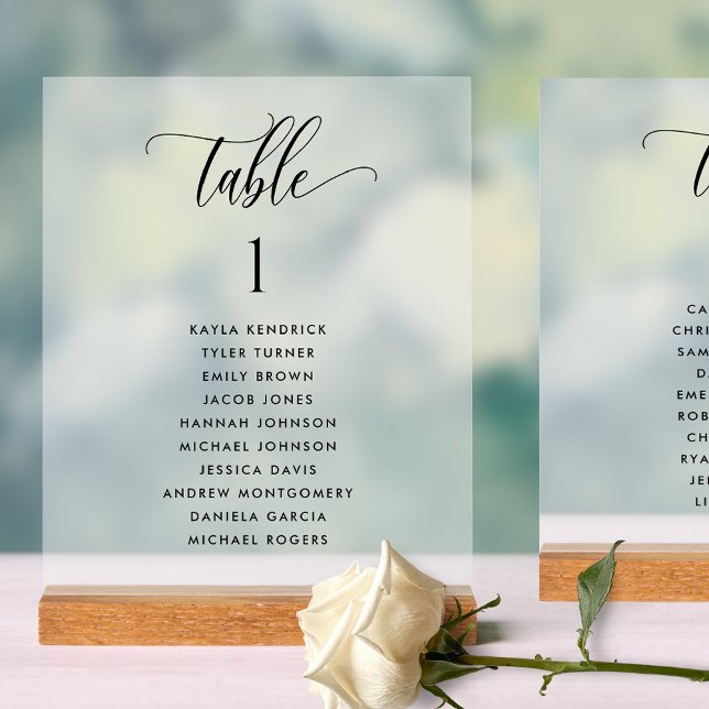 Chic Wedding Table Seating Plan Card Frosted Style Acrylic Sign (Creator Uploaded)