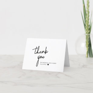 Chic Wedding Thank You Card   Black White Script