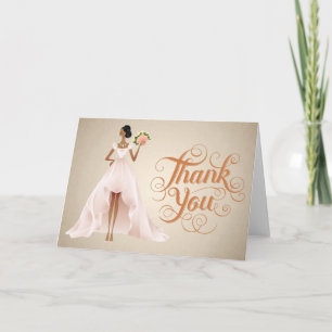 Chic Wedding Thank You Card with African American