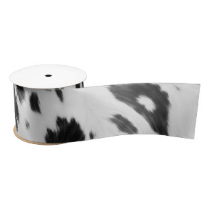 Chic Western Country Cowboy Black White Cow Print Satin Ribbon