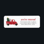 Chic We've Moved Red Truck Christmas Tree Snow Man Return Address Label<br><div class="desc">Chic We've Moved Red Truck Christmas Tree Snow Man label</div>