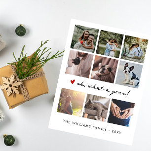 Chic What a Year Modern Mutiple Photo Collage Holiday Postcard