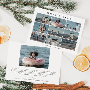 Chic What A Year Photo Collage Christmas Holiday Card