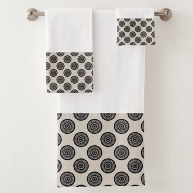 Chic Wheel Pattern Mocha Brown  Bath Towel Set (Creator Uploaded)