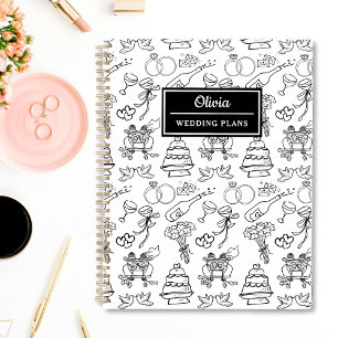 Chic Whimsical Black & White Personalised Wedding Planner