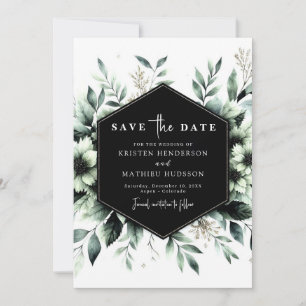 Chic Whimsical Botanical Sage Green Wedding  Save The Date