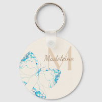 Chic Whimsical Elegant Blue Butterfly Monogram