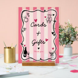 Chic Whimsical Hand Drawn Bridal Shower Tabletop Acrylic Sign