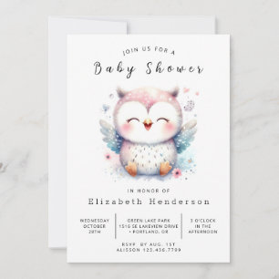 Chic Whimsical Owl Baby Shower Invitation