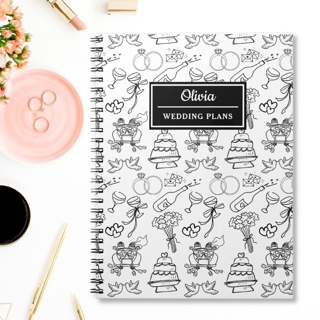Chic Whimsical Personalised Bride Wedding Planning Notebook (Creator Uploaded)