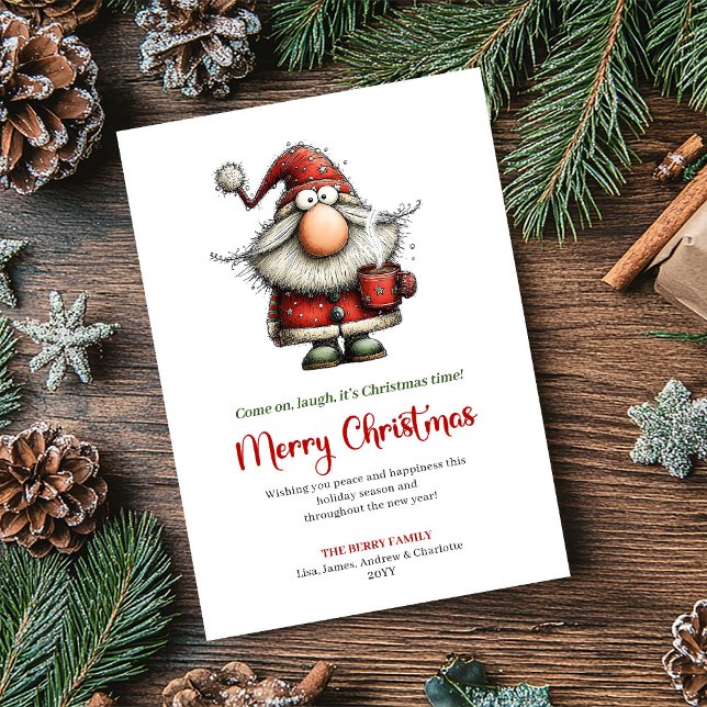 Chic Whimsical Santa Classic Festive Greeting Card (Chic Whimsical Santa Classic Festive Greeting Card)