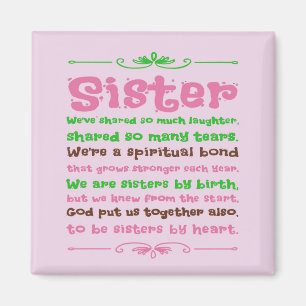 Chic Whimsical Sister Quote Magnet