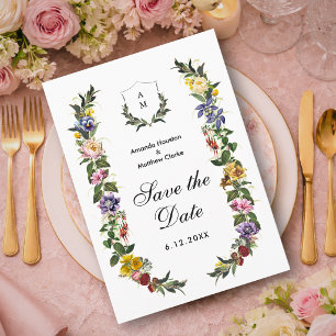 Chic Whimsical Vintage Floral monogram wedding  Save The Date