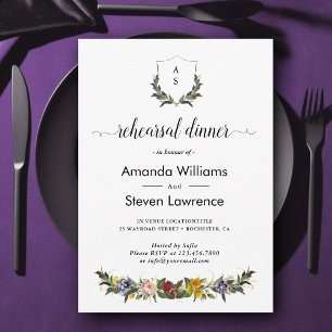 Chic Whimsical Vintage Floral rehearsal dinner  Invitation