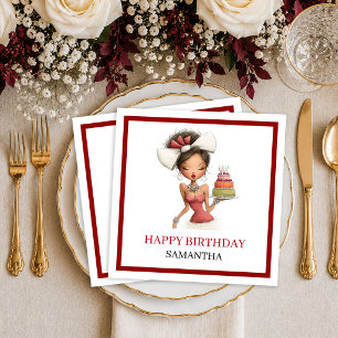 Chic Whimsical Woman Deep Red Script Napkins