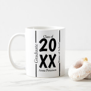 Chic White and Black Custom Graduation Coffee Mug