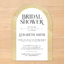 Chic White And Gold Flourish Winter Bridal Shower