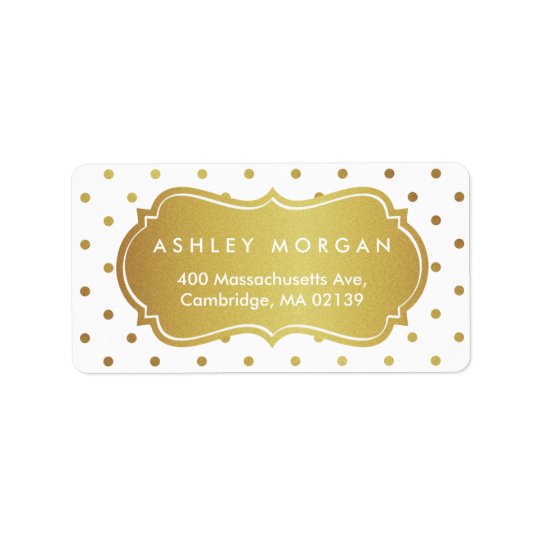 Chic White and Gold Glitter Polka Dots Address Label