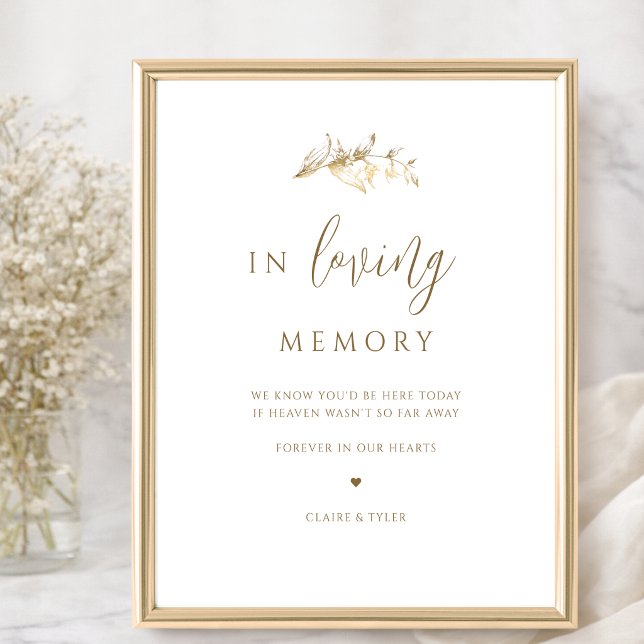 Chic White and Gold Wedding In Loving Memory Sign (Creator Uploaded)