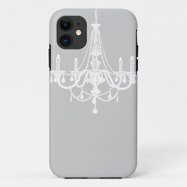 Chic White and Grey Chandelier Case-Mate iPhone Case (Back)