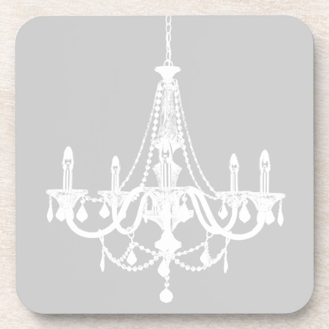 Chic White and Grey Chandelier Coaster (Front)