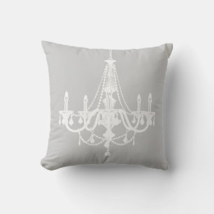 Chic White and Grey Chandelier Cushion