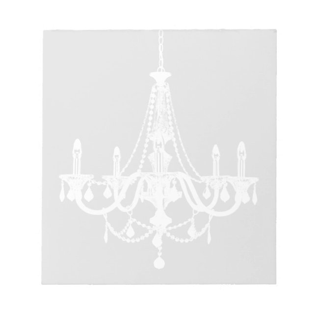 Chic White and Grey Chandelier Notepad (Front)