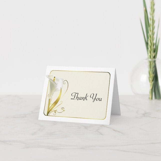 Chic White and Ivory Calla Lily Thank You Card (Front)