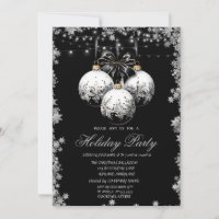 Chic White Black Christmas Balls Stars Holiday